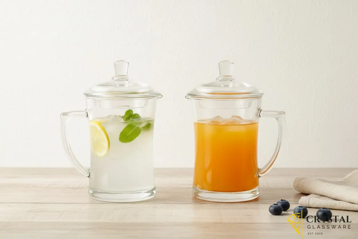 Delisoga  set of 2 transparent mug with glass lid